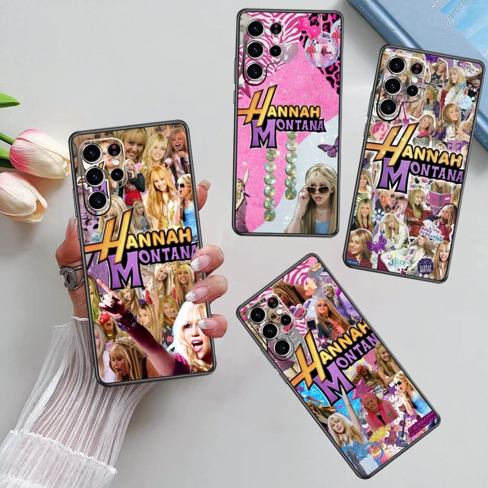 H-Hannah M-Montana Phone Case For Samsung Galaxy S24 S23 S22 S21 S20 Plus Ultra Note20 Soft Black Phone Cover