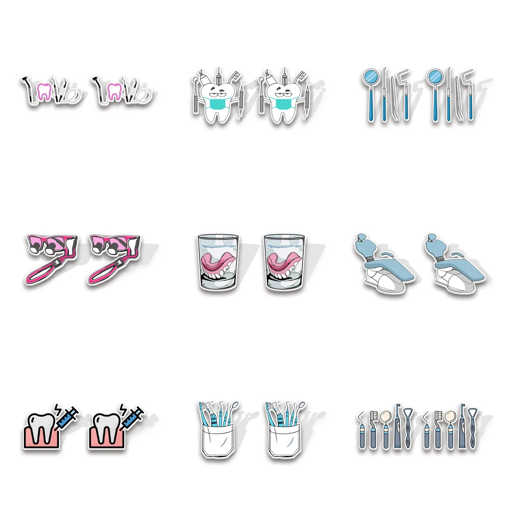 W New Acrylic Earrings Dental Tools New Accessories For Women Colorful Cute Earrings Fashion Jewelry