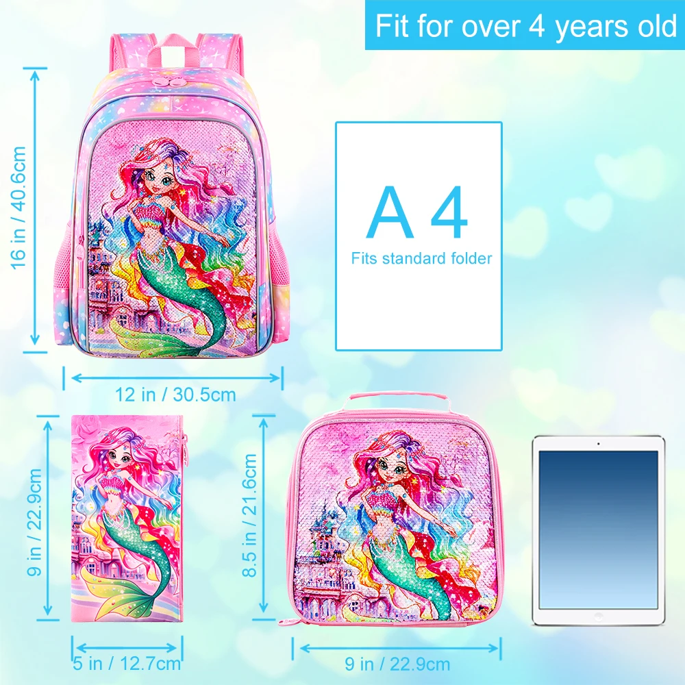 3PCS Backpack for Girls , 16\