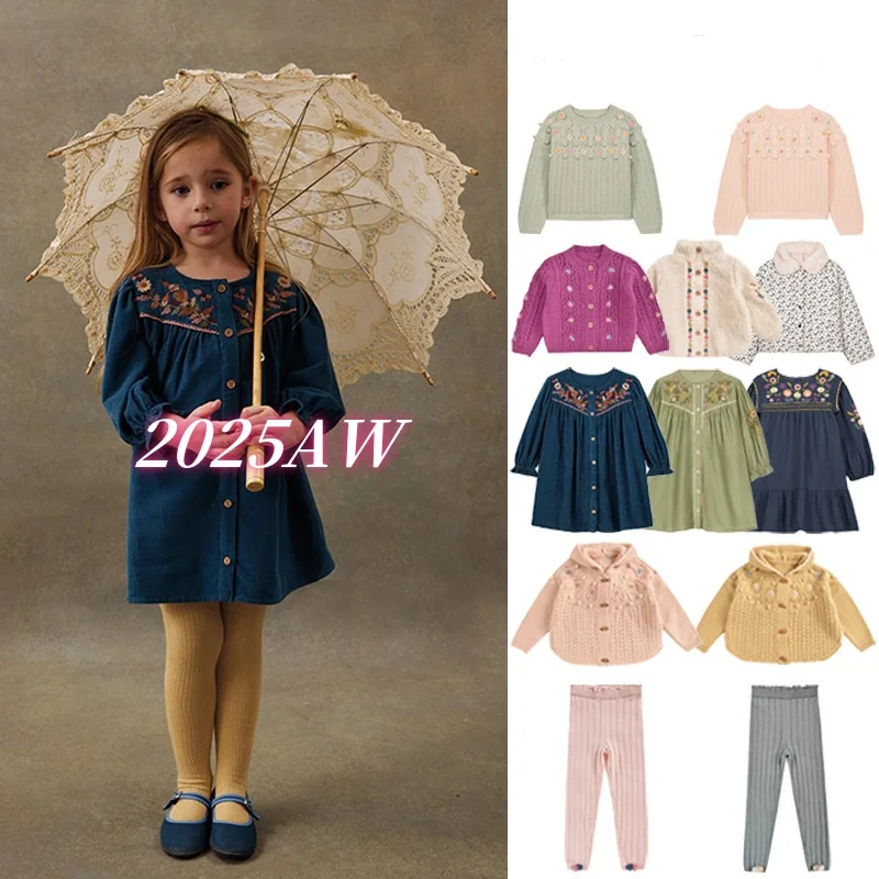 

Pretty Kids Sweater Jacket 2025LM Autumn/Winter Ethnic Style Girls' High End Embroidered Flower Knitted Sweater Cloak Set
