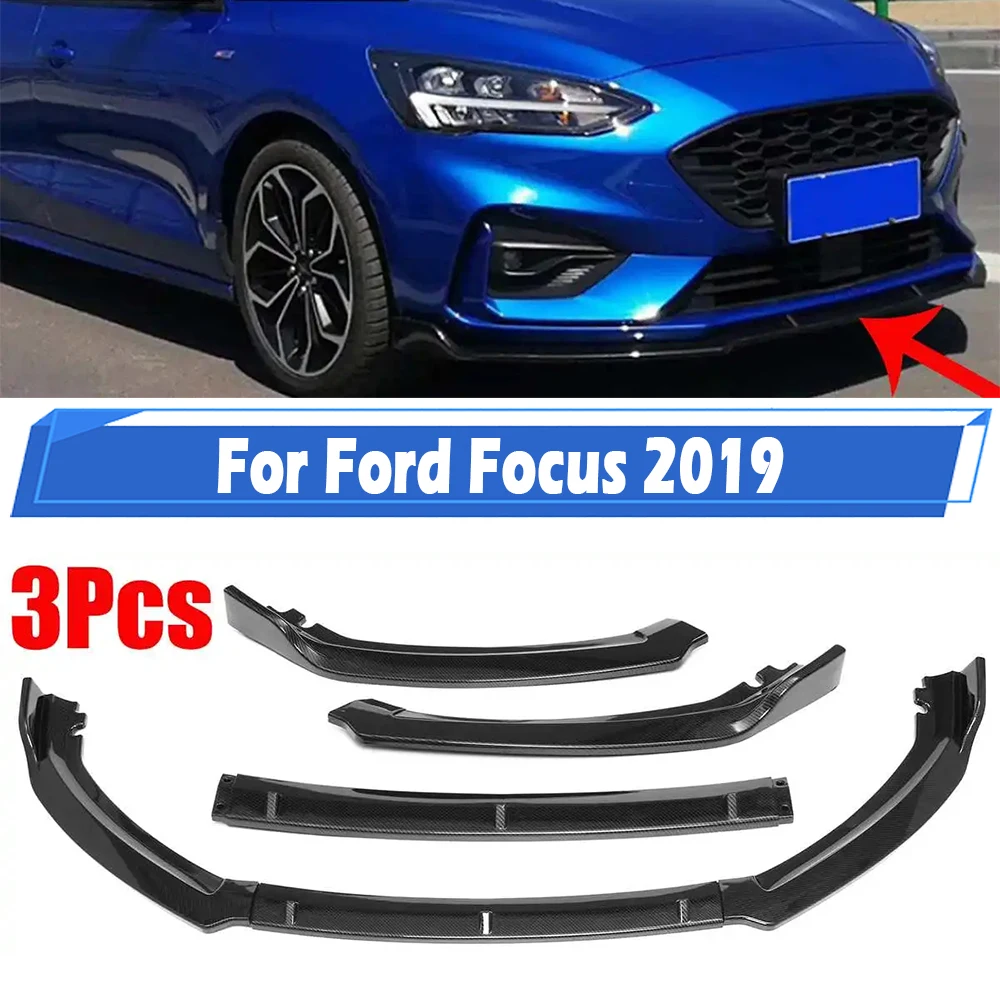 

3PCS Car Front Bumper Splitter Lip Spoiler Lip Diffuser Deflector Lips Gloss Black For Ford Focus 2019 Exterior Accessories