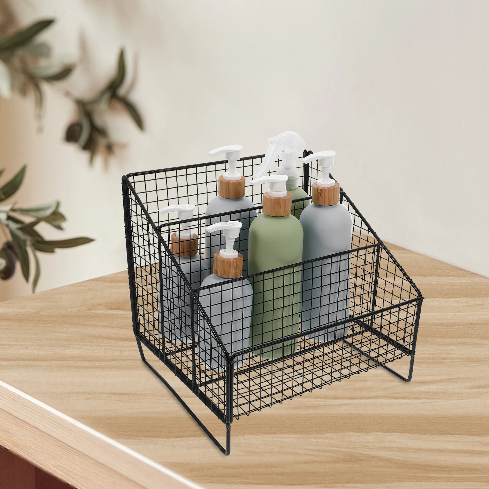 

Metal Wire Tiered Storage Rack 3-Tier Hollow Design For Tea Bags Coffee Capsules Cosmetics Organizer Kitchen Desk Decor