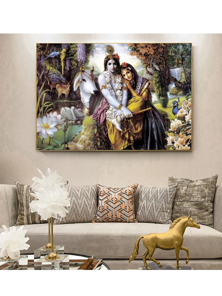 Religion Indian God Radha Krishna 5D Diy Diamond Painting Picture Of Rhinestone Full Square Mosaic Diamond Embroidery Y1165