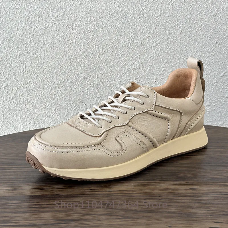 

Мужские повседневные туфли ручной работы в стиле ретро с круглым носком, дышащие, на мягкой подошве, на шнуровке, оксфорды, из натуральной кожи, для активного отдыха