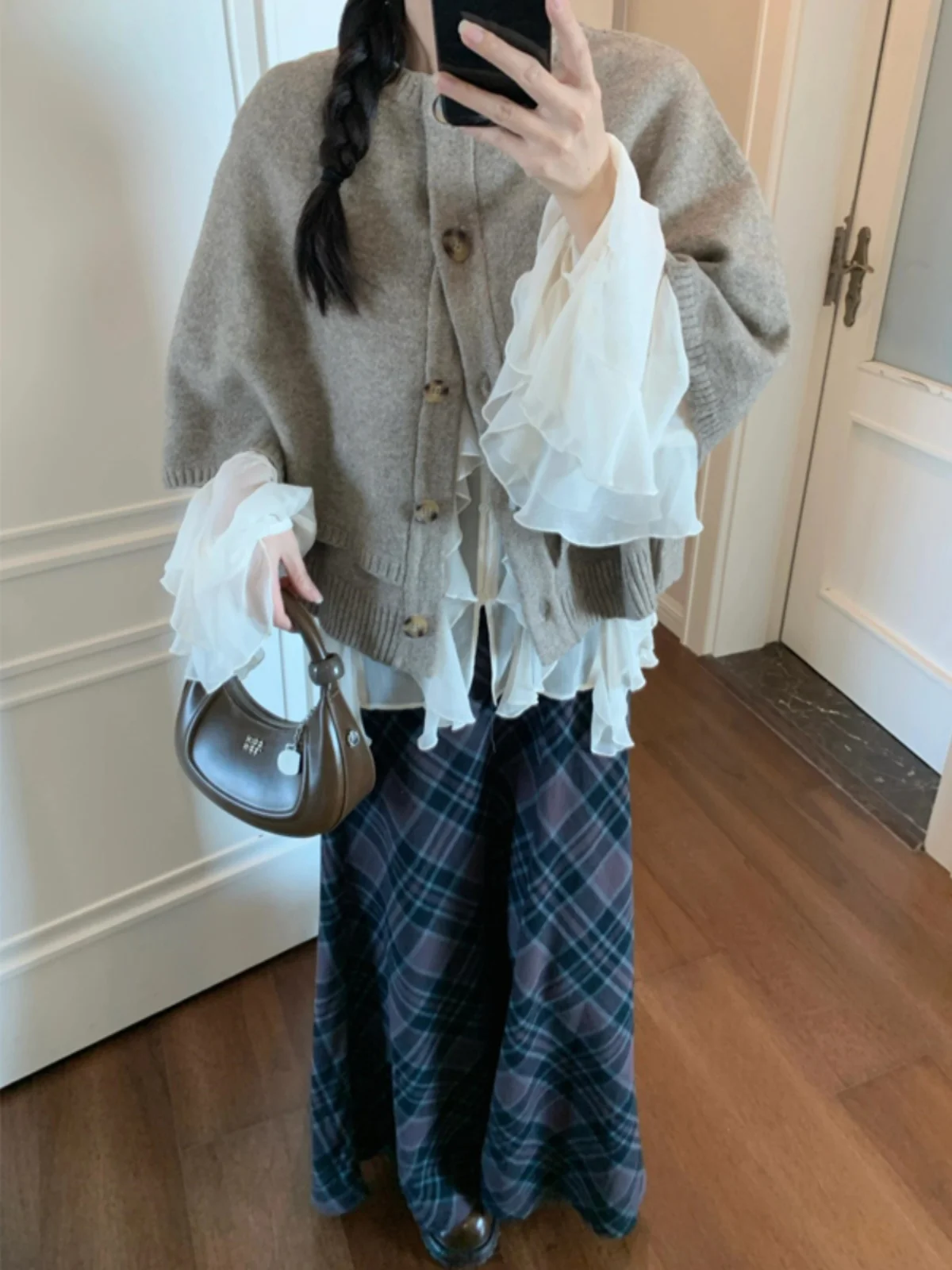 

Вязаный плащ цвета хаки или с запахом на плечах, верхняя одежда, свитер, кардиган, пальто, элитные ощущения, осенне-зимняя женская мода