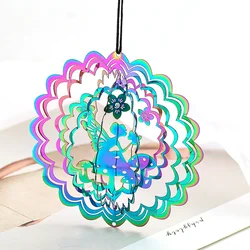 Gradient Fairy Wind Spinner Hanging Suncatcher Wind Chimes Parts Reflective 3D Magical Visual Effect Decoration for Yard Garden