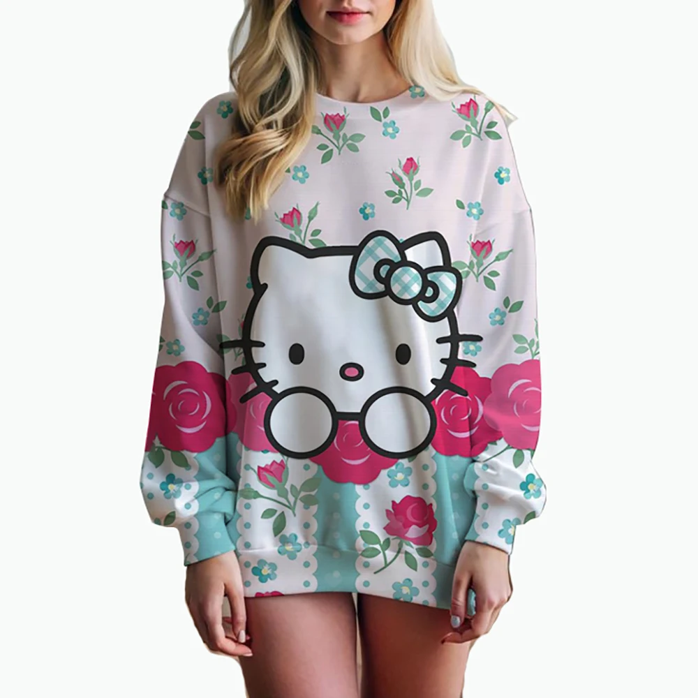 Women Hoodies and Sweatshirts Cute Hello Kitty print Fall Spring Sweatshirts Fall Spring Harajuku Long Sleeve Hoodie Clothes