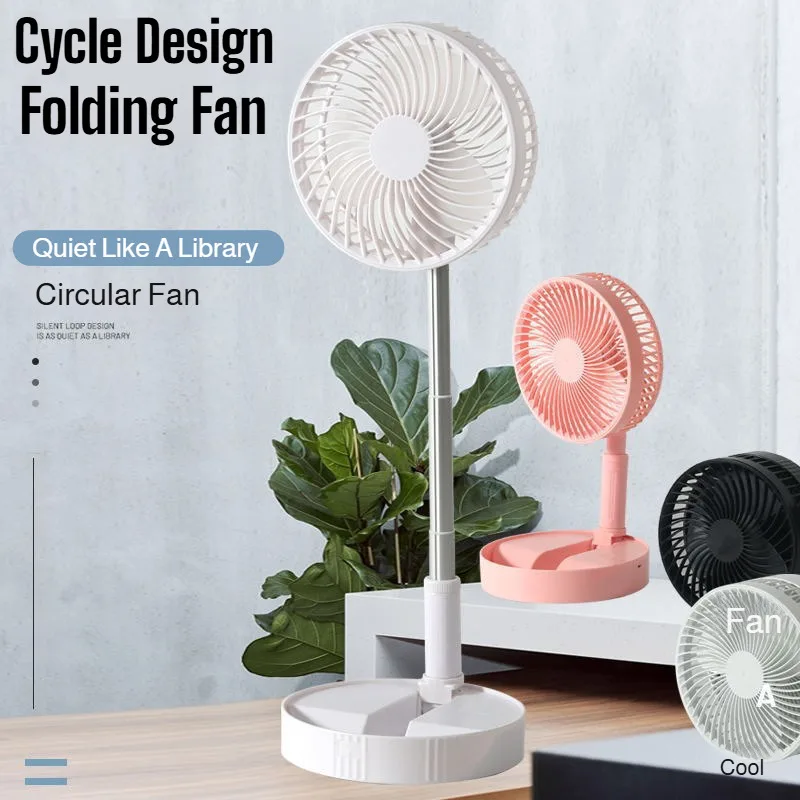 Retractable Fan Portable Mini Foldable Desk with 4 Speeds ＆ Timing Low Noise USB Charging  Fan for Dorm Classroom Indoor Outdoor