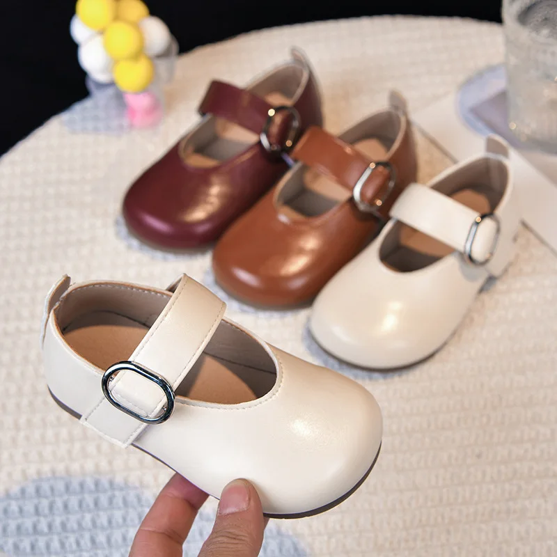 Children Princess Shoes Solid Color Concise Style Leisure Kids Flat Shoe Patent Leather Soft Flexiable Autumn Girl's Shoe 21-30