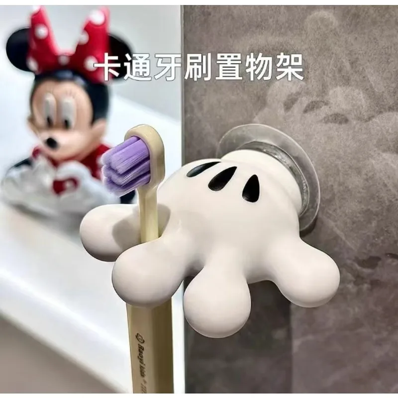 Disney Mickey Cartoon Palm Suction Cup Bathroom Moisture-Proof Toothbrush Towel Rack Multifunctional Data Cable Storage Hook