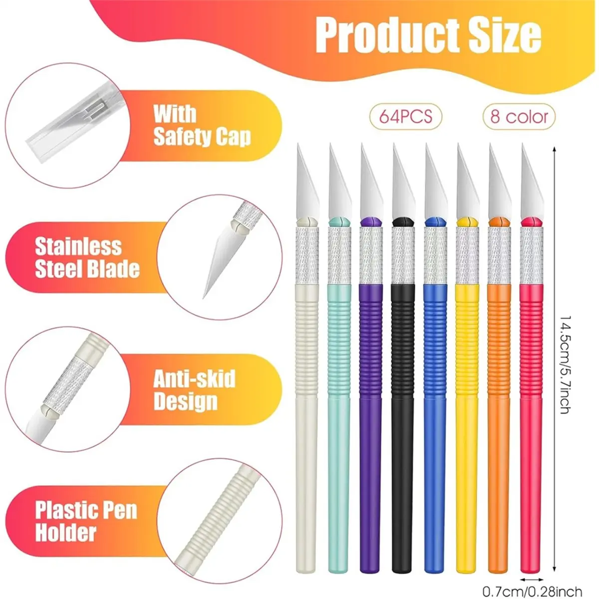 64 Pack Exacto Set, Exacto Knives Bulk, Craft for Paper, Wood, Cardboard,Stencil, Art, Clay, Hobby with Exacto Blades