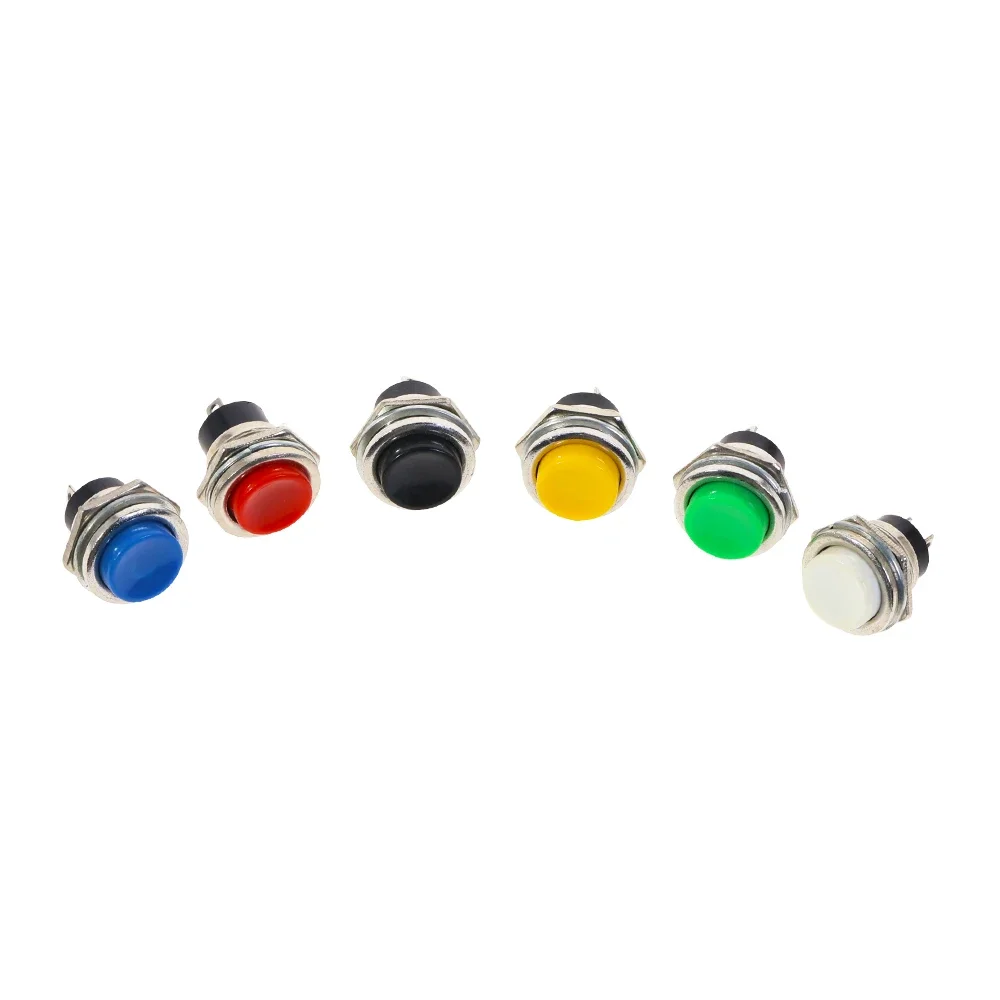 Momentary SPST NO Round  Push Button Switch 16mm Red/Yellow/Blue/Green/White 6A/125VAC 3A/250VAC