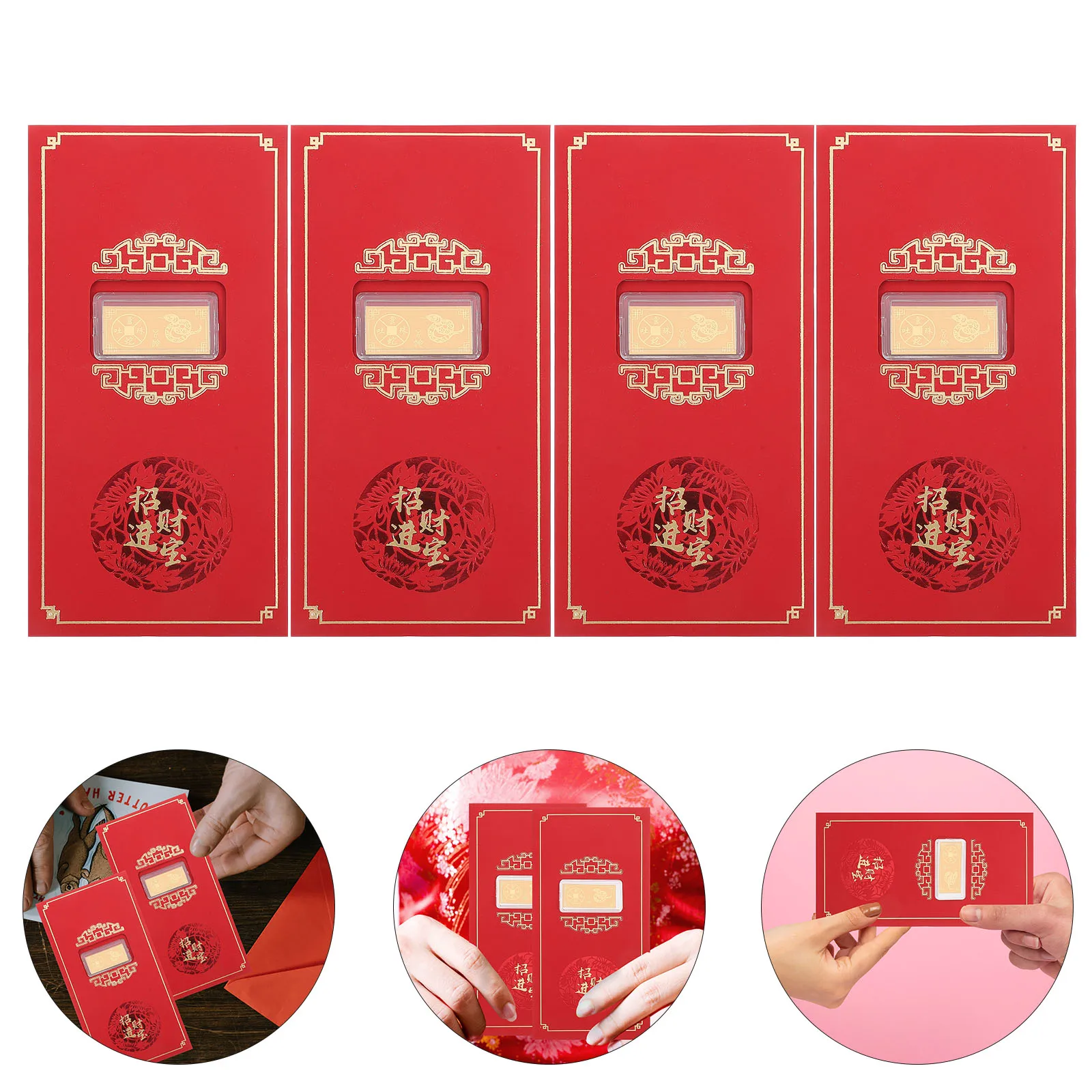 

6pcs Chinese Traditional Red Envelopes Money Pouches 2025 New Year Red Packets Spring Festival Gift Year Of The Dragon Party