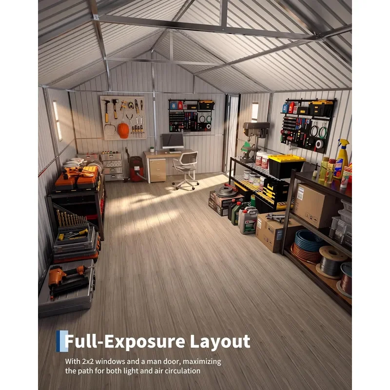12x20 ft Metal Carport with Sidewall and Hinged Door