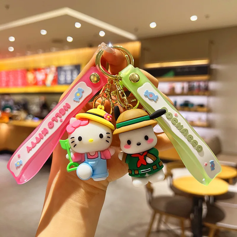 

Sanrio Hello Kitty Keychain Cute Melody Kuromi Cinnamoroll Doll Travel Pendant Decoration Keyring Jewelry Girl&Child Gifts Toy