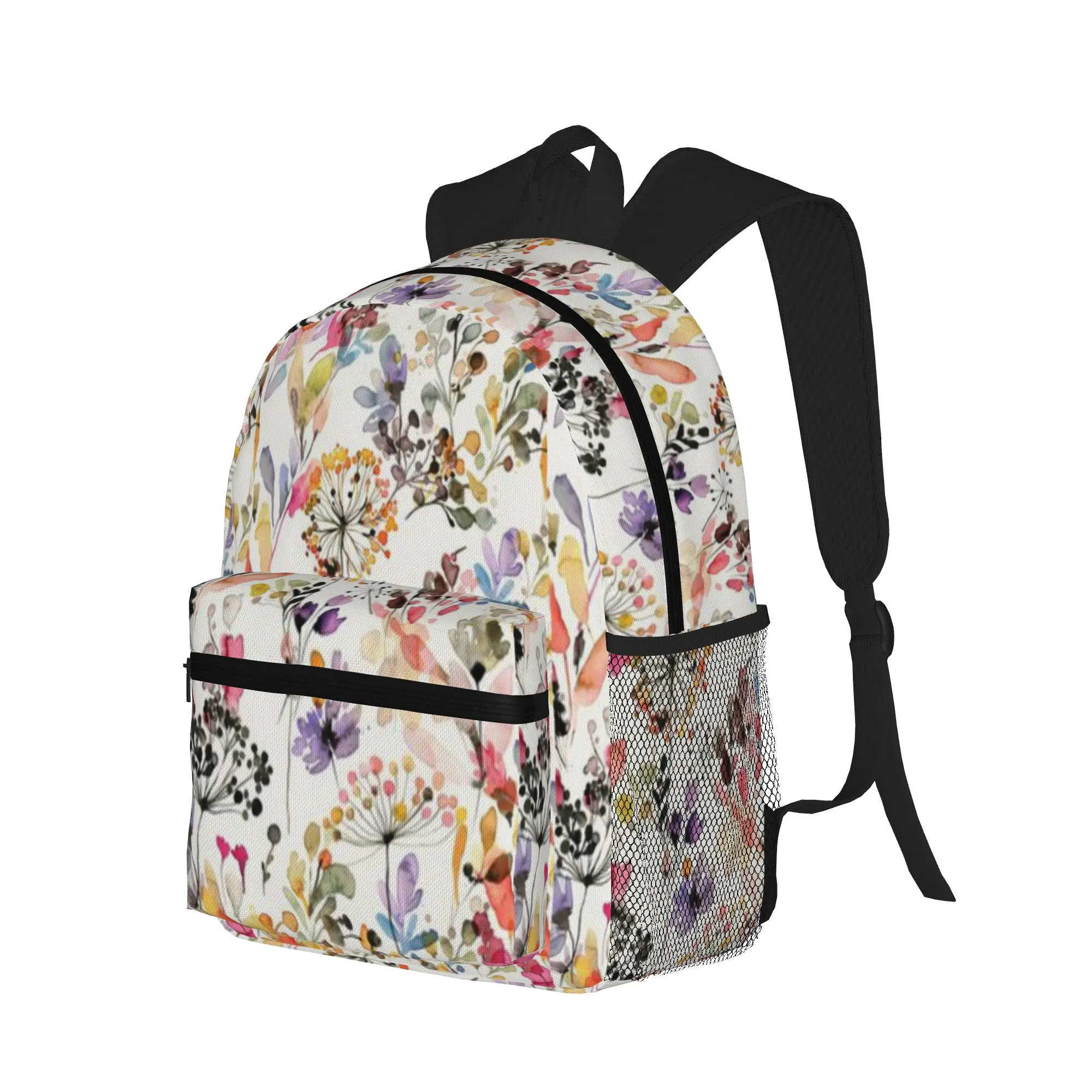 Wild Flowers and Plants Watercolor - Wild Nature Botanical Print  Casual Backpack for Students and Adults Bags