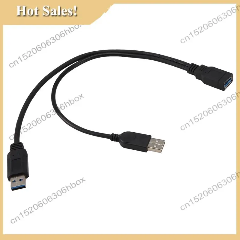 

-HOPE Black USB 3.0 Female To Dual USB Male Extra Power Data Y Extension Cable For 2.5 Inch Mobile Hard Disk