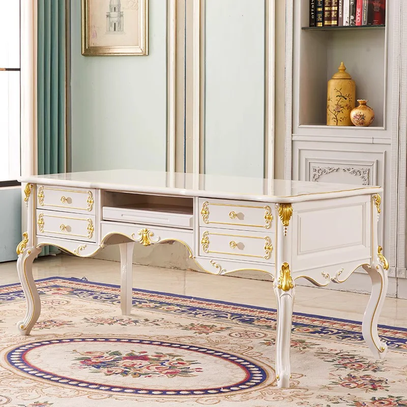 solid wood desk and chair combination simple European computer desk study writing desk luxury office small