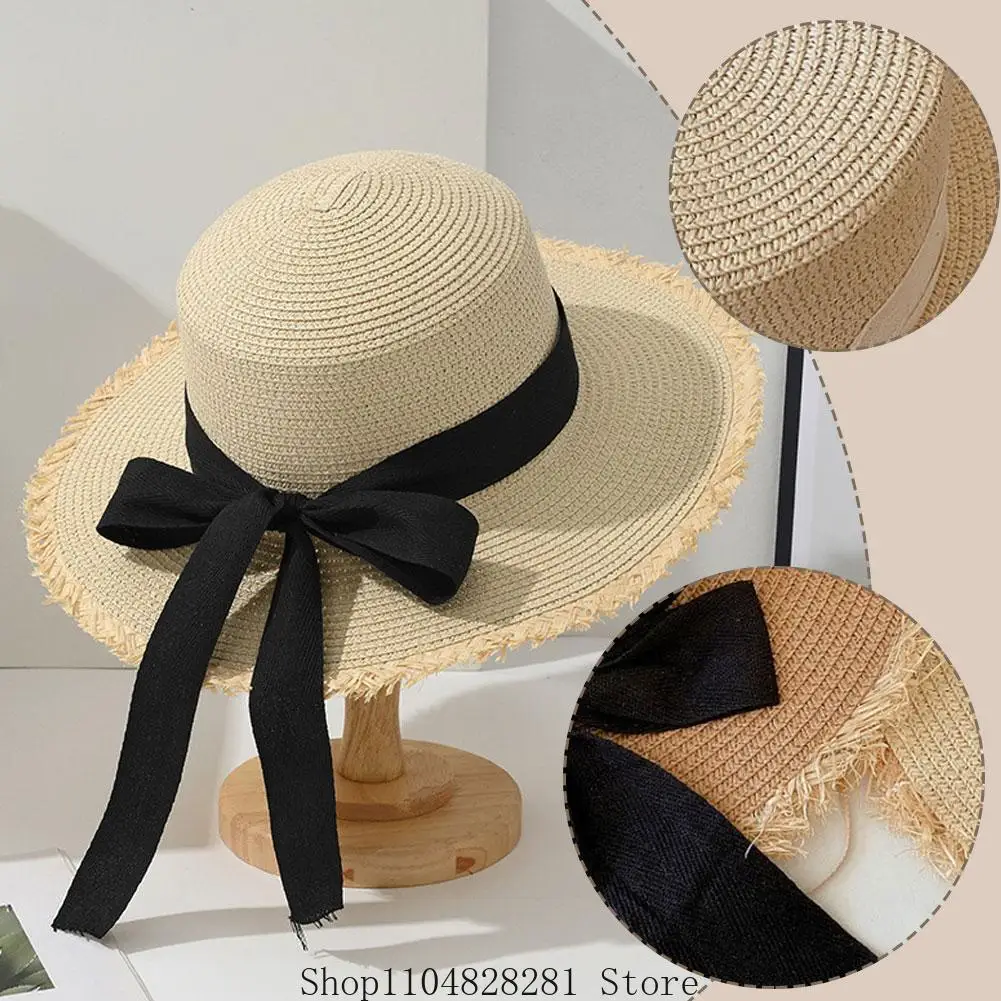 Cappello a tesa larga per donna Cappello in poliestere Cappello estivo in stile coreano a tesa larga Cappello da spiaggia versatile per le vacanze alla moda