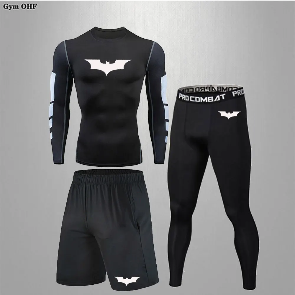 bat--Sports Fitness Quick Drying Breathable Super elastic Tight fitting Suit for men