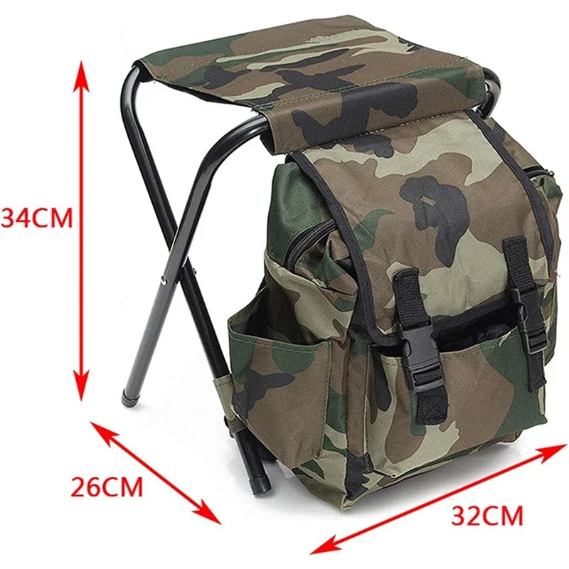 2 in 1 Backpack Fishing Chair Lightweight Camping Outdoor Portable Stool Nature Hike Mountaineering Seat Mini Stool Picnic Patio