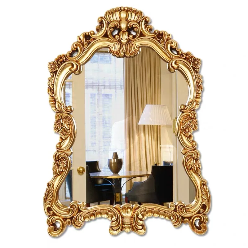 

European Retro Luxury Waterproof Bathroom Wall Decoration Mirror