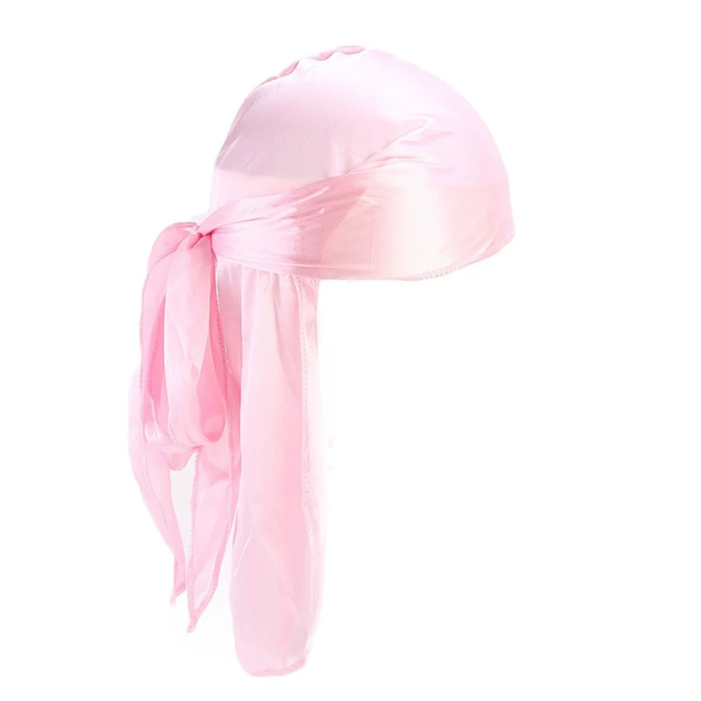 Silky Satin Extra Long Tail Turban Head Wrap Hat Wig Unisex Couple Biker Headwear Headband Hair Accessories For Men Women