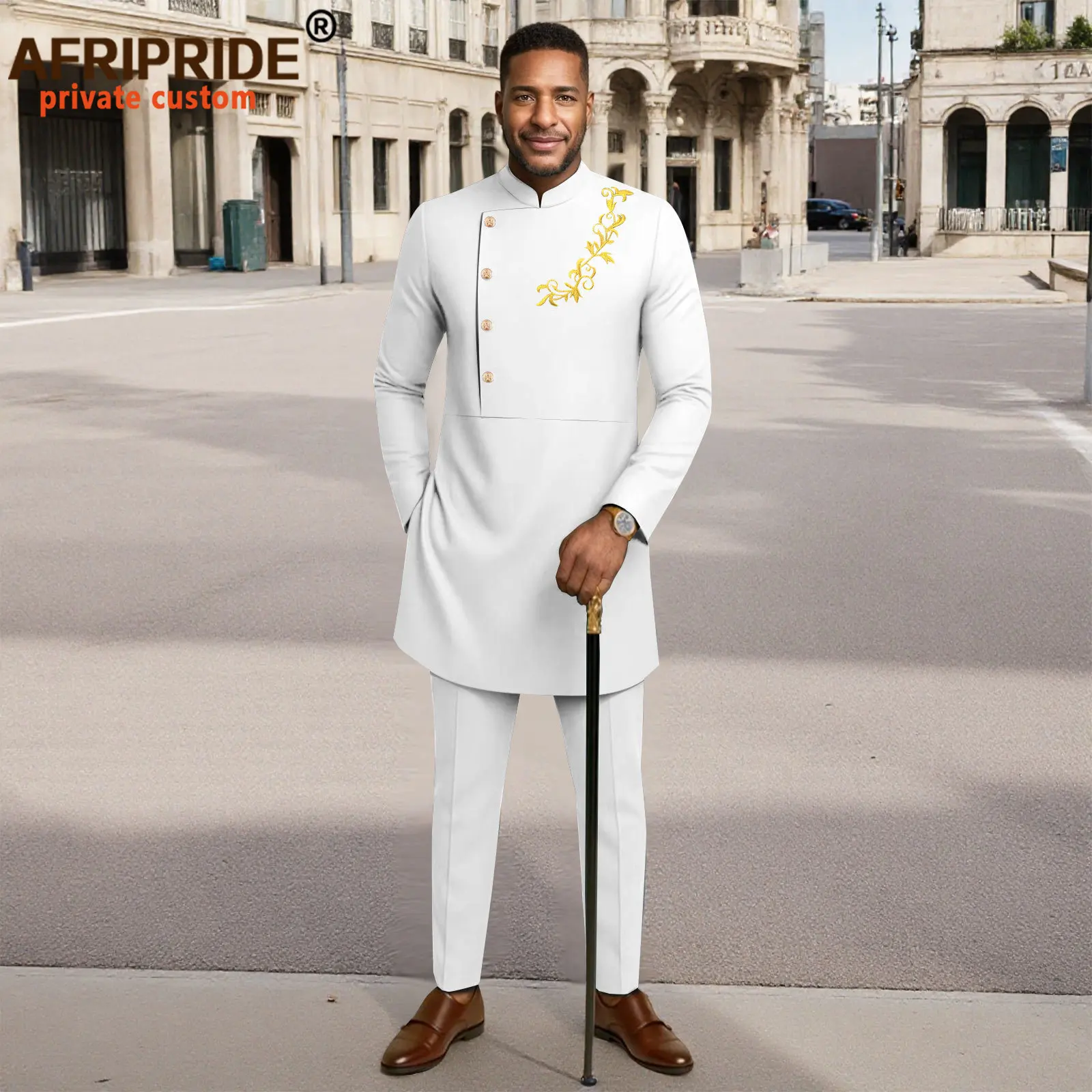 

Men`s Bussiness Suit Plus Size Embroidery Single Breasted Shirts and Pants Set African Clothes Wedding Outfits 2516095