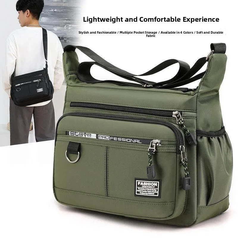

Large Capacity Men's Shoulder Bag Waterproof Wear-resistant Business Casual Crossbody Bag with Multiple Pockets for Men