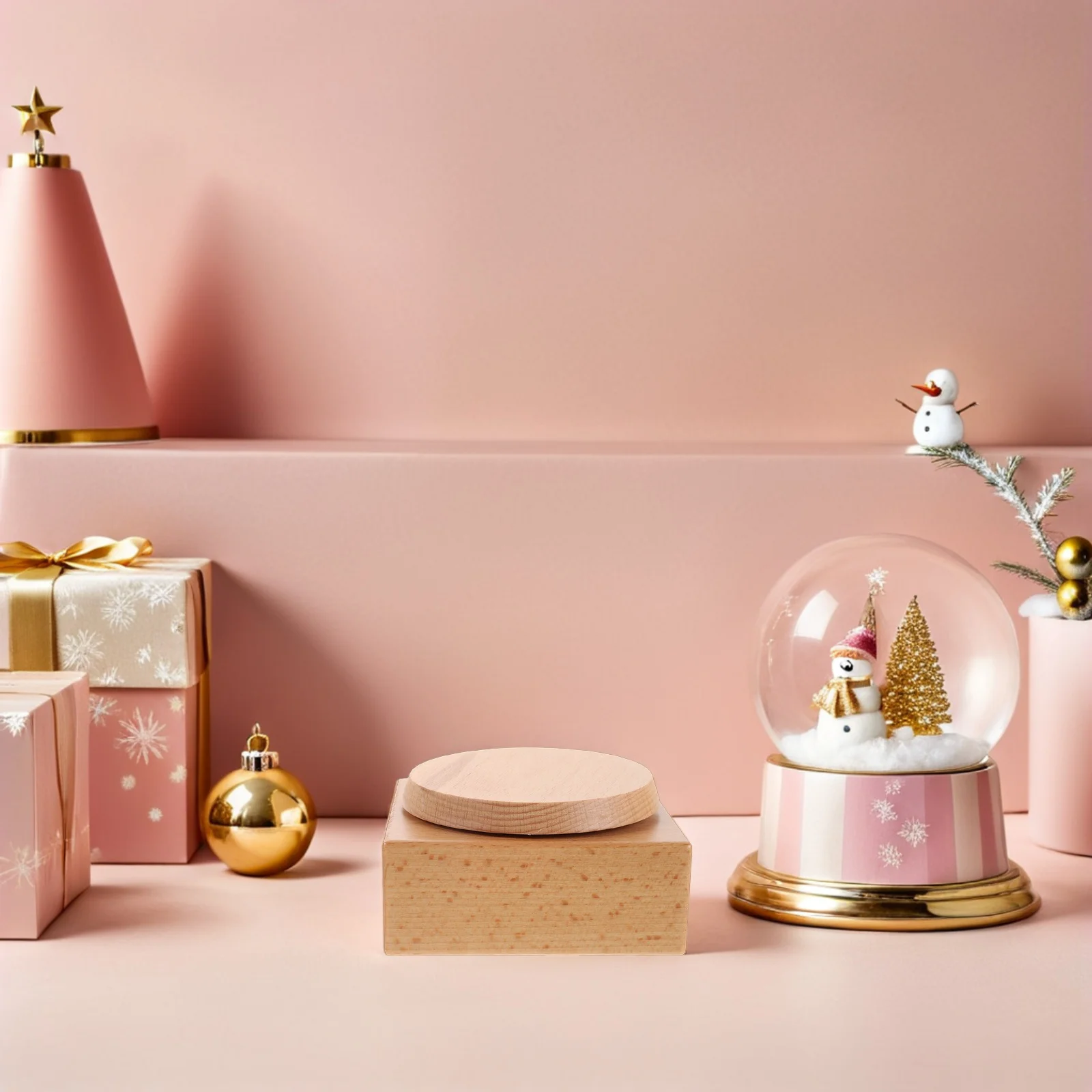 

Music Box Base: 4.32X4.24X2.24In Wooden Diy Rotating Platform Wind-Up Mechanism Replacement Part For Music Lovers Decor