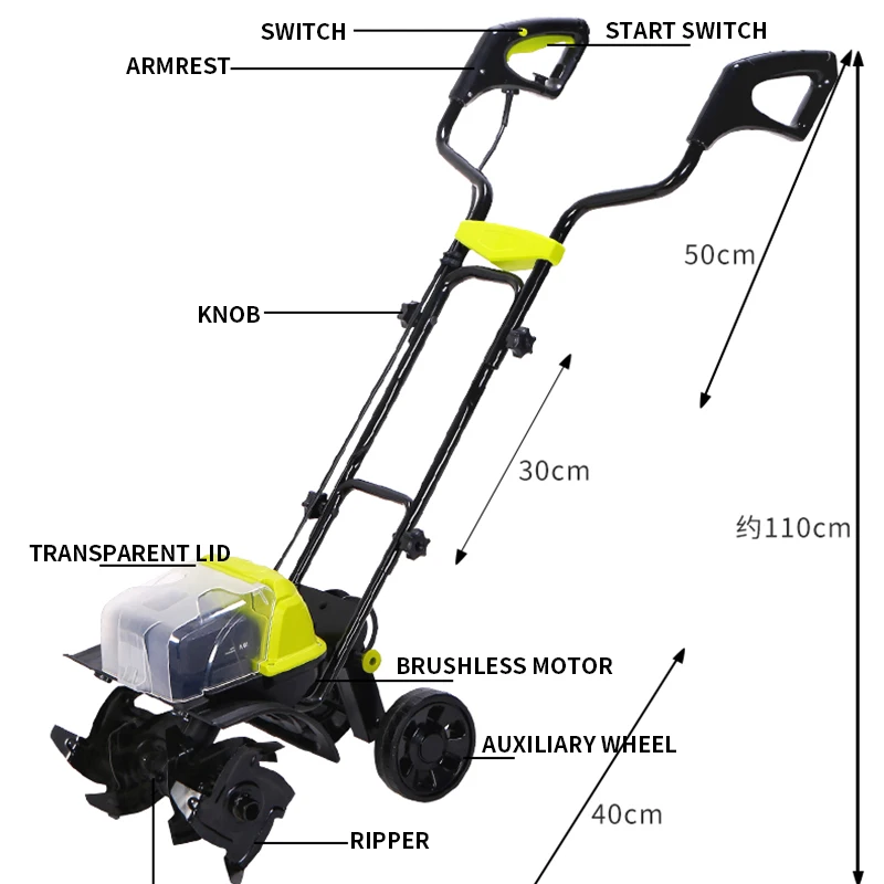 2400W Electric Small Soil Ripper Tiller 40V Brushless Plowing Machine Household Garden Vegetable Plot Greenhouse Orchard