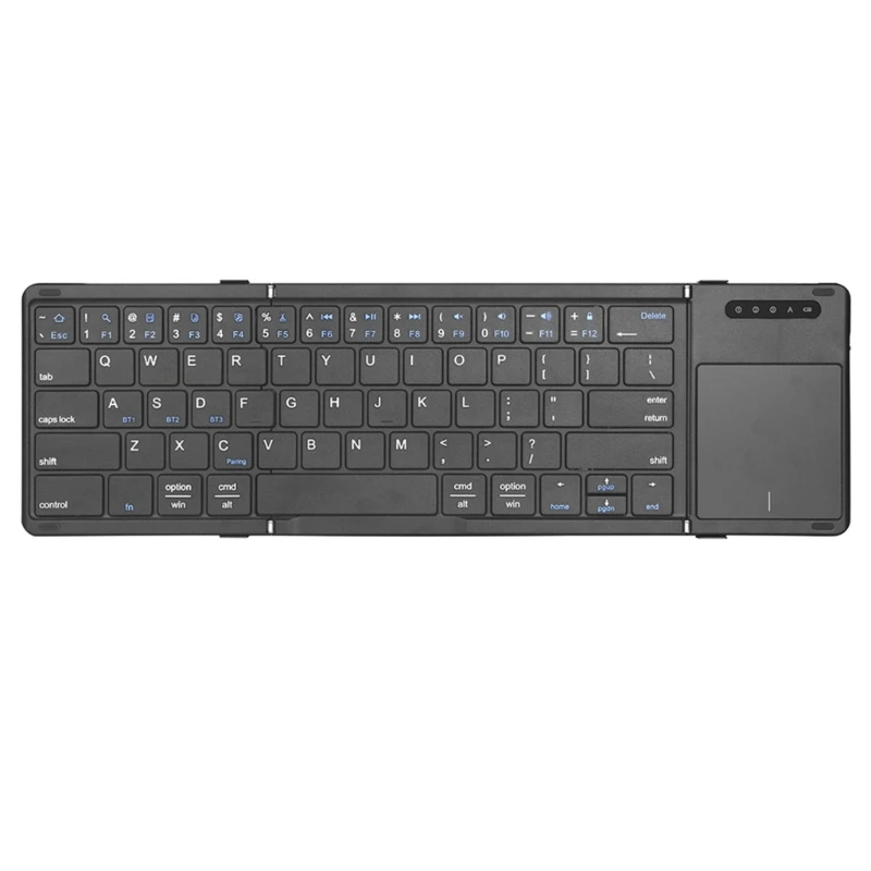 Folding Wireless Keyboard with Touchpad Multiple Devices Support USB C Charging for Efficient Typing Travel Friendly