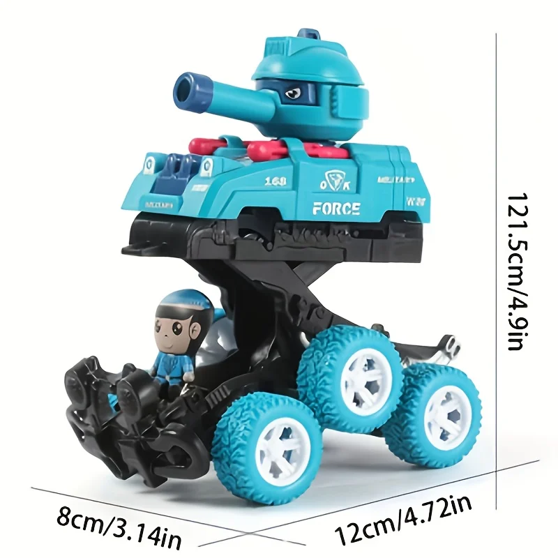 Collision Deformation Can Launch Tank Simulation Walking Six-wheel Inertial Off-road Vehicle Car Model Toy Gift for Boys Girls