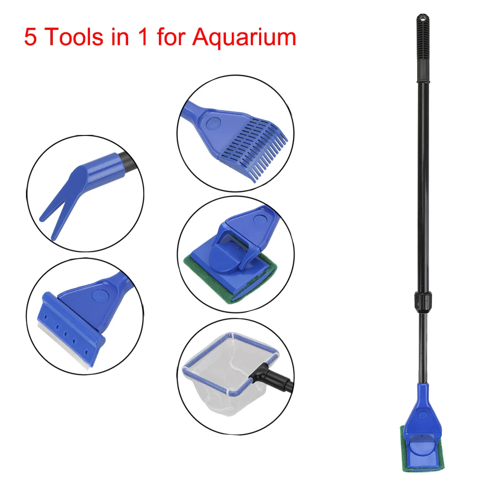 Aquarium Cleaner Aquarium Cleaning Tools 5 in 1 Adjustable Aquarium Tank Clean Set