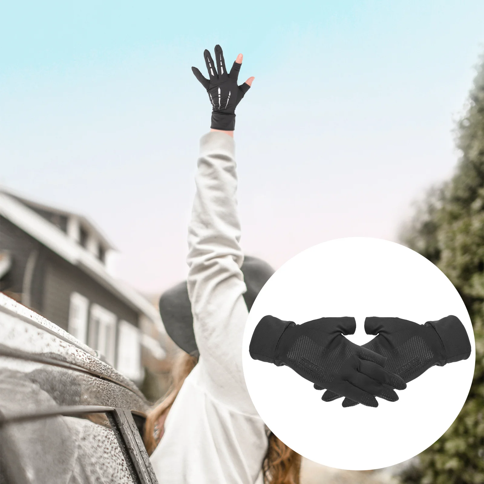 

1Pair Breathable Sunscreen Fishing Gloves Ice Silk Outdoor Sports Non-Slip Uv Protection Cycling Gloves for Men Women