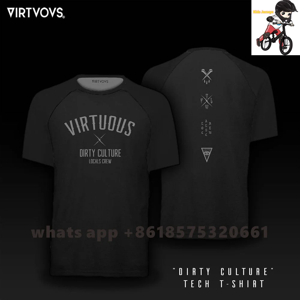 Virtuous Kids Downhill Jerseys Short Sleeve Bike Race Training T-Shirt DH MTB Offroad Motorcycle Children Downhill Ride Clothing