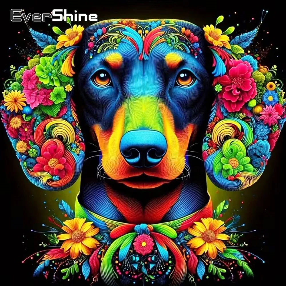 EverShine DIY Diamant-Mosaik Hund Tier Neuheit Stickerei Acryl Bastelbedarf Malerei Blume Heim Schlafzimmer Wandkunst