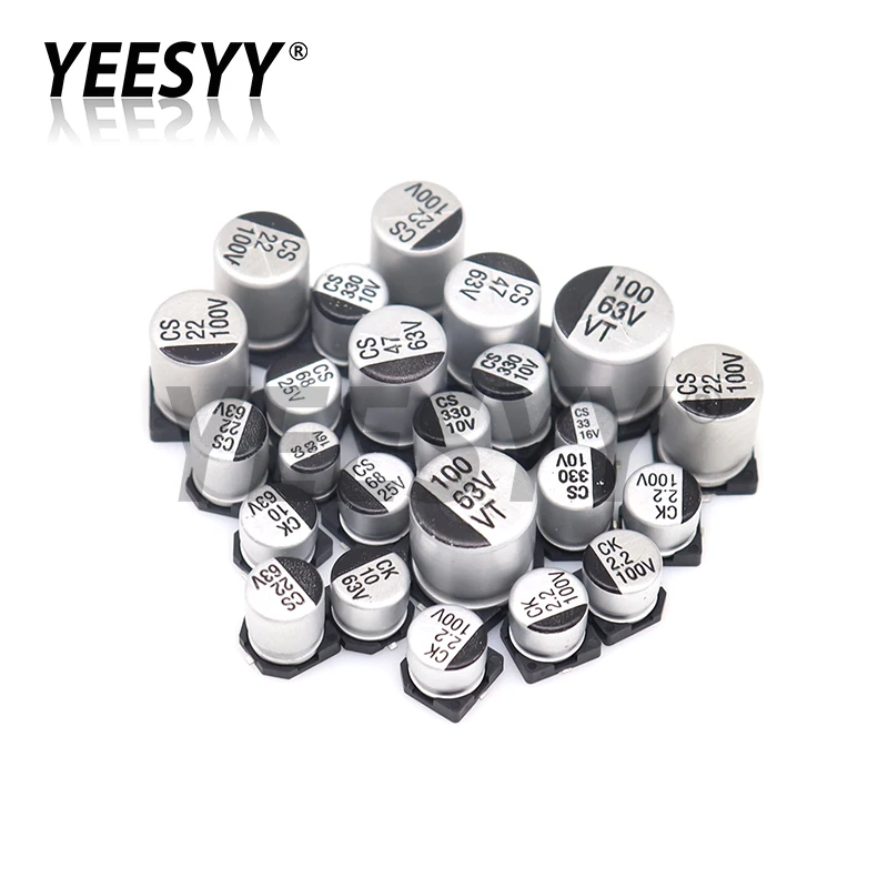 10PCS SMD Aluminum Electrolytic Capacitor 6.3V 10V 16V 25V 35V 50V 1UF 2.2UF 4.7UF 10UF 22UF 47UF 100UF 220UF 330UF 470UF 1000UF