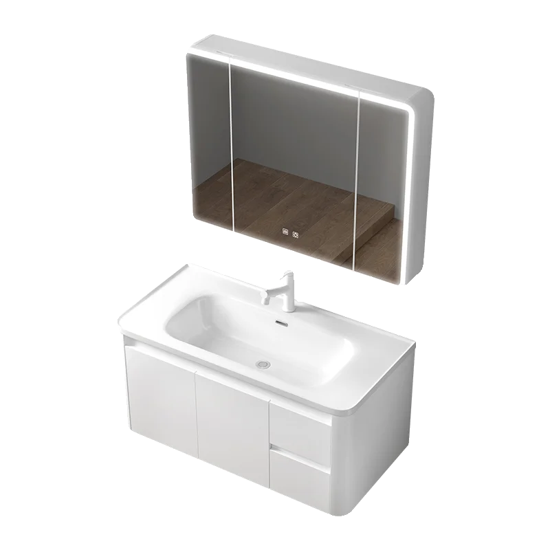 

Aluminum honeycomb bathroom washbasin toilet drawer type washbasin rounded corner basin combination ceramic integrated washbasin