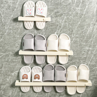 WORTHBUY No Punching Wall-mounted Shoes Rack Self-adhesive Plastic Storage Rack For Slippers Bathroom Shoes Organizer Holder
