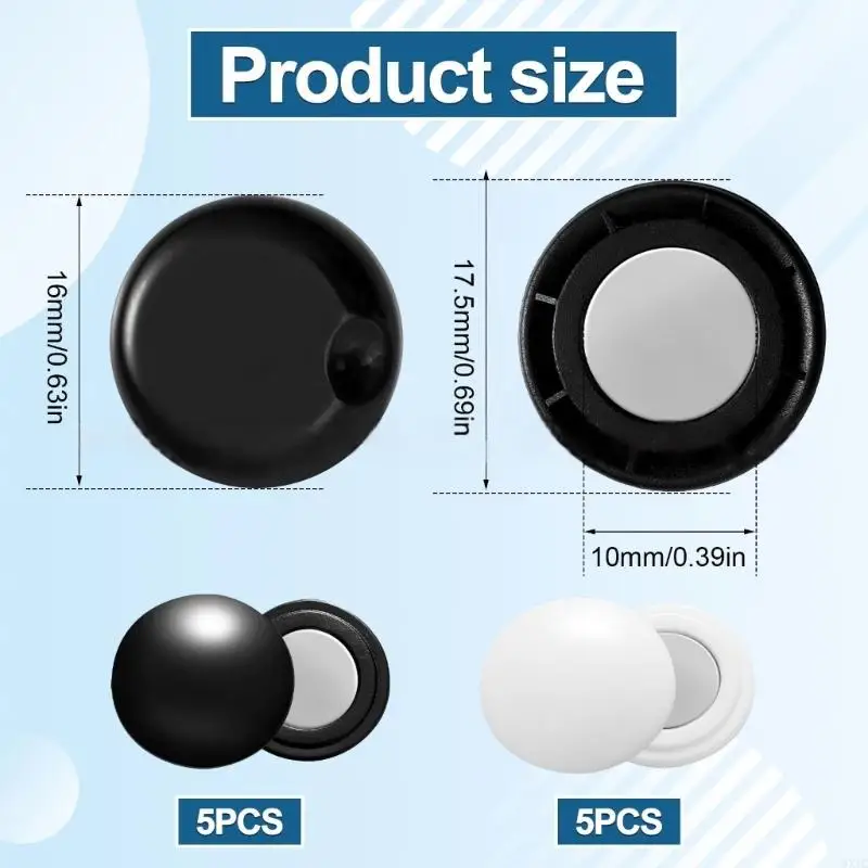 WXTC 8/10Pcs Bib Magnets for Runners Marathons Bib Clips Secure and Lightweight Race Number Fasteners in White and Black