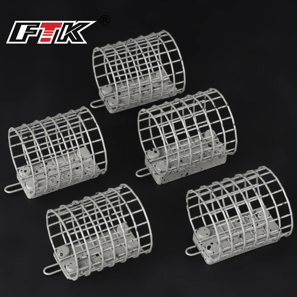 

FTK Carp Fishing Method Feeder 20g/30g/40g/50g/60g Steel Wire Cage Bait Thrower Europe Carp Fish Hair Rig Feeder Carp Fishing