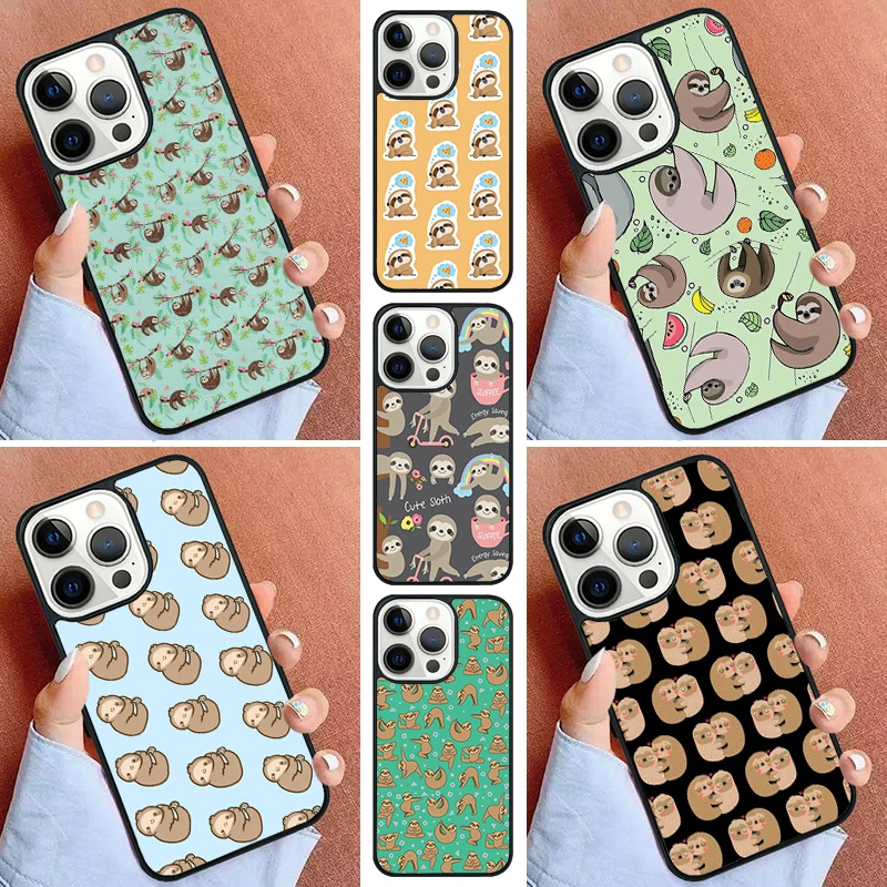 Cute Lovely Cozy Sloth Animal Phone Case For iPhone 16 15 14 Pro max 11 13 12 Mini Max SE 2020 6S 7 8 Plus Cover Capa