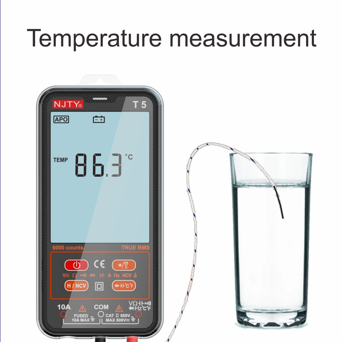 NJTY T5 TRMS multimetro digitale intelligente 6000 conteggi strumenti elettrici automatici misuratore di capacità tensione resistenza alla corrente