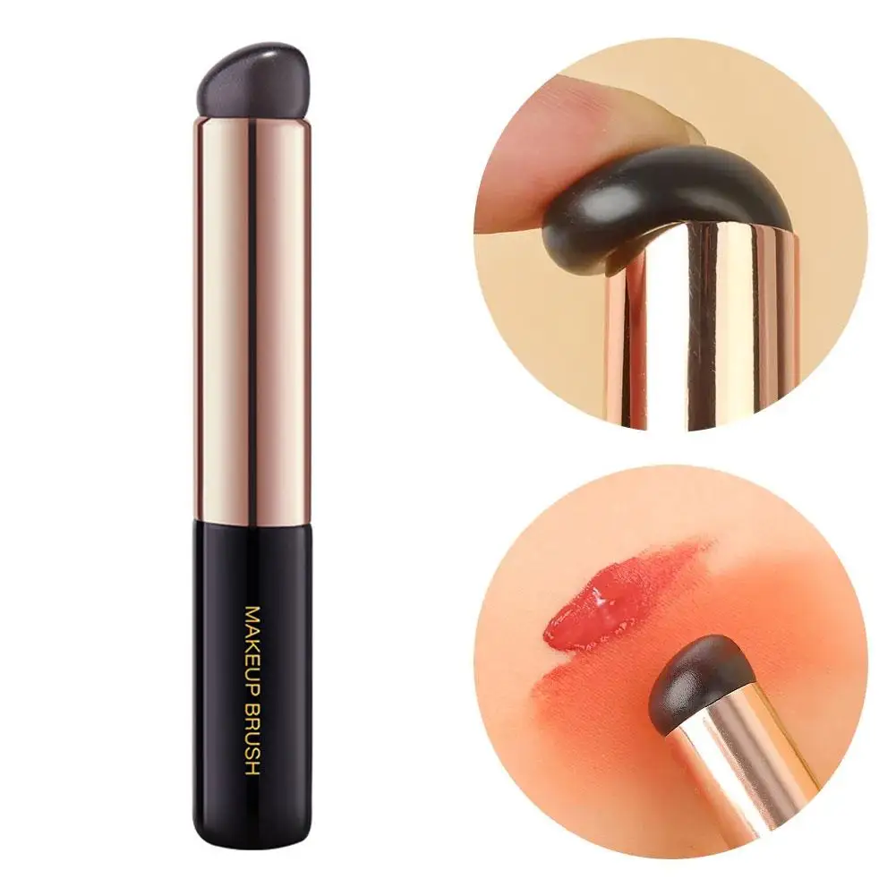 Nuevo pincel corrector en ángulo de silicona como yemas de los dedos, pincel Q, pincel para labios, lápiz labial portátil, maquillaje suave, redondo B9m4