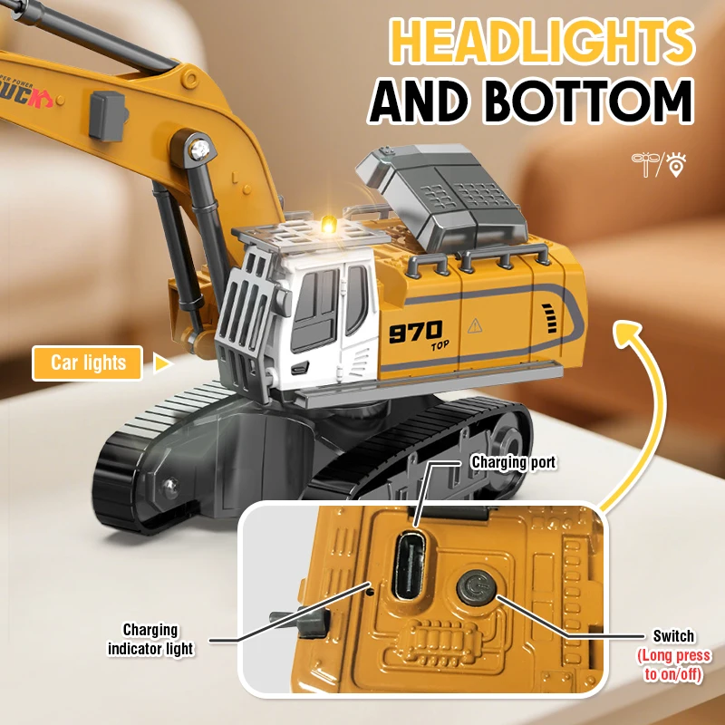 1:64 Mini RC Excavator Crawler Tipper Truck Remote Control Engineering Vehicle with Light and Sound Mini Gift Toy RC Truck view 5