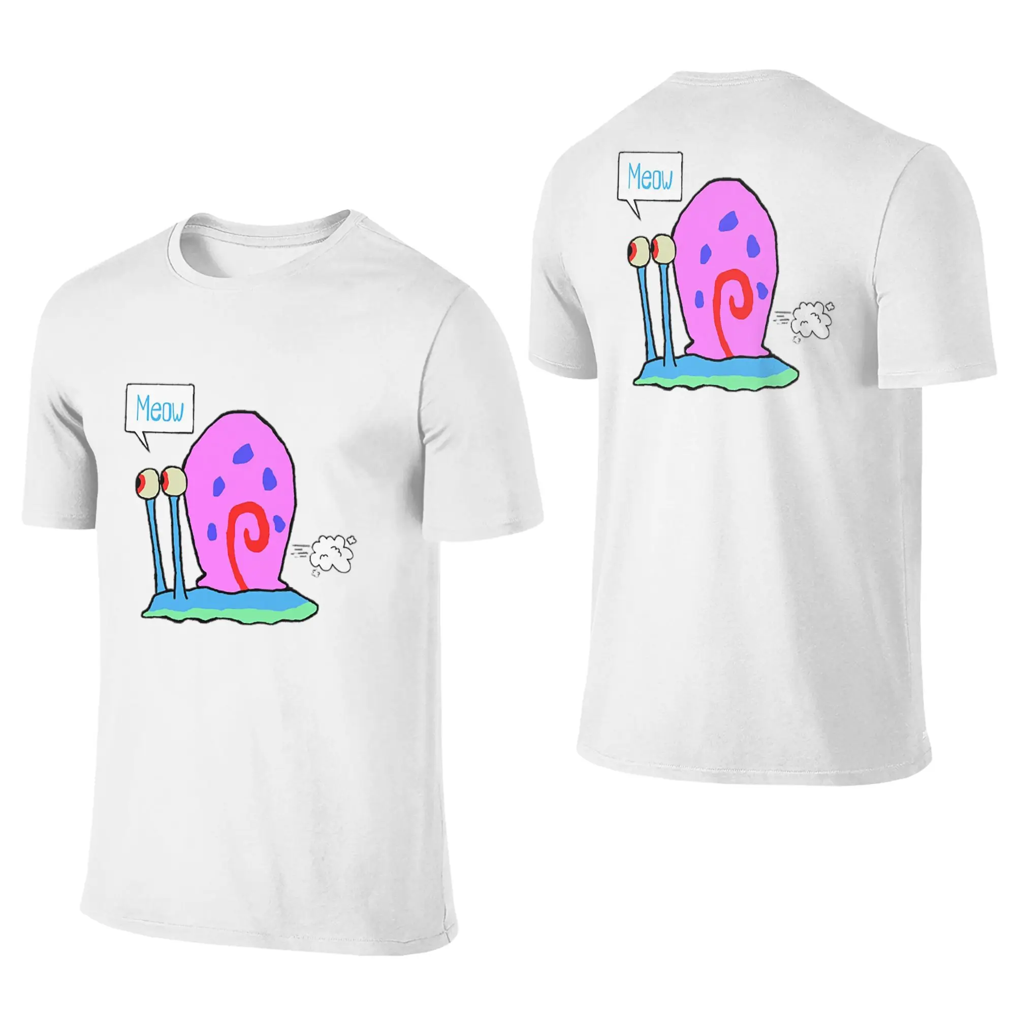 100% Cotton Gary Snail T-Shirt Men's Double Sided T Shirt Men O-Neck Summer Shirts Tops Oversized