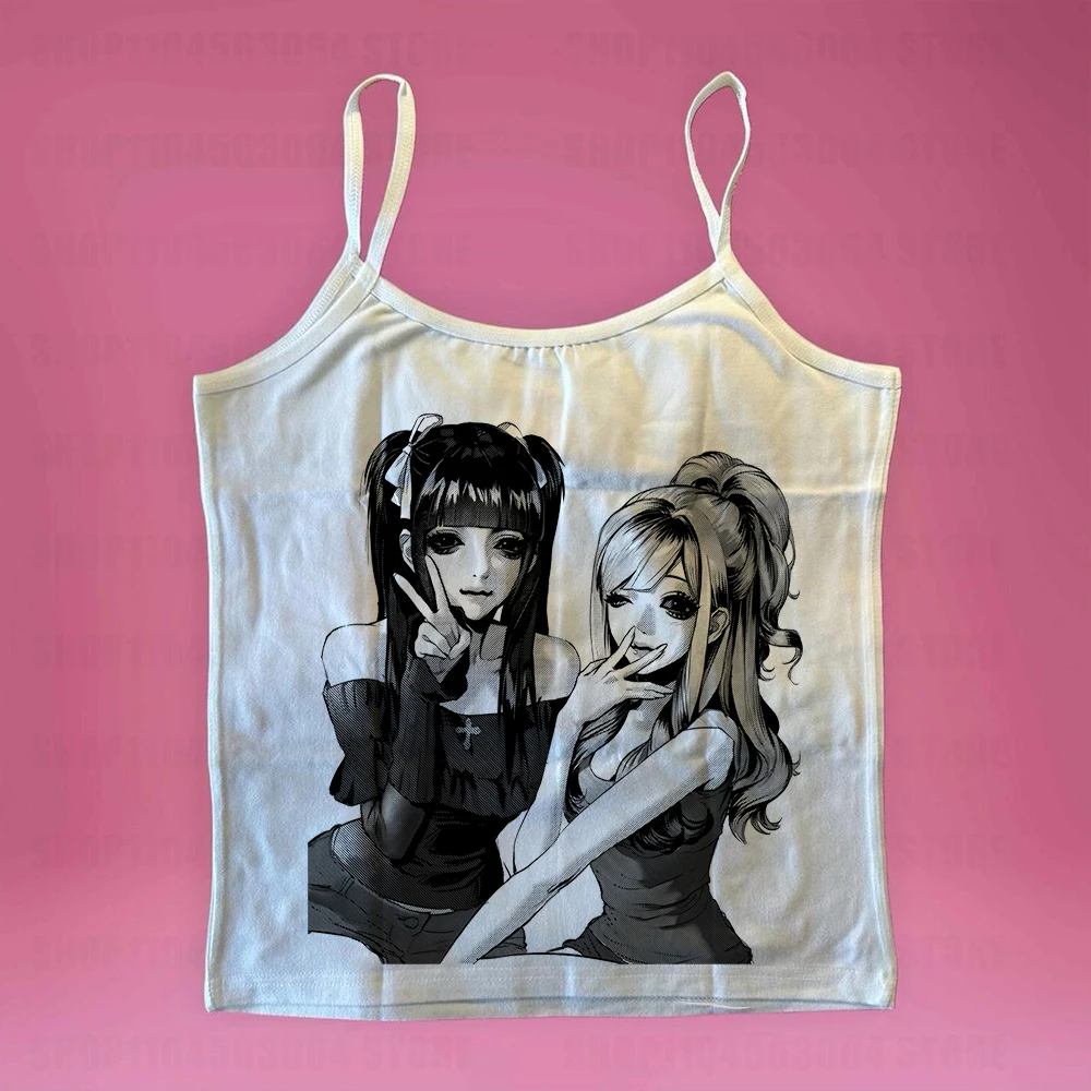 

Y2k Aesthetic Sweet Sexy Crop Tops Women Sleeveless Casual Cartoon Print Tanks Harajuku All Match Cropped Grunge Emo Girls Camis
