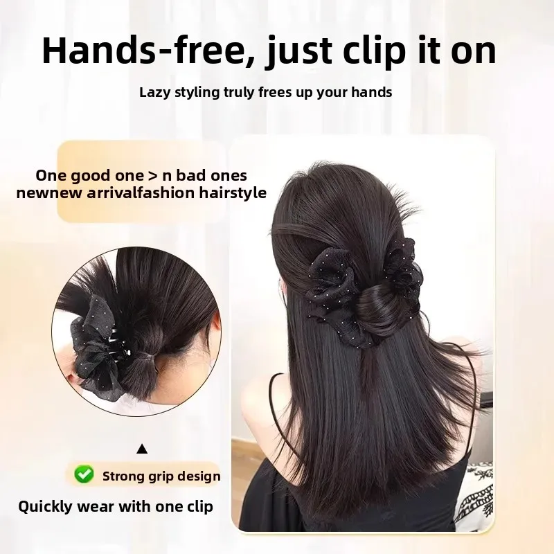 شعر مستعار منخفض الكعكة مع مشبك انتزاع الشعر النسائي كسول نمط الشعر أوبدو الطبيعي رقيق الظهر الشعر التمديد الذيل الاصطناعية الآسيوية