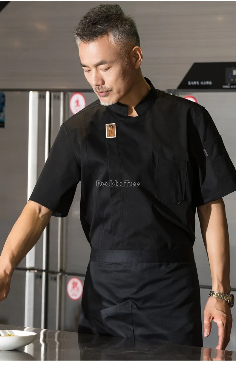 Uniforme clássico do cozinheiro chefe para homens, restaurante ocidental, uniforme da padaria, quarto do bolo, vestuário respirável fino do cozinheiro, estilo chinês, 2024